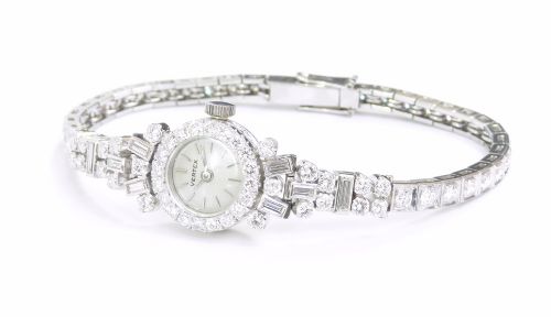 fig 4. Incredible Platinum and Diamond Ladies Art Deco Cocktail Watch by Vertex c1950