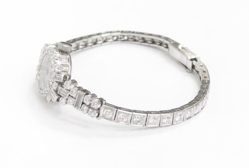 fig 5. Incredible Platinum and Diamond Ladies Art Deco Cocktail Watch by Vertex c1950