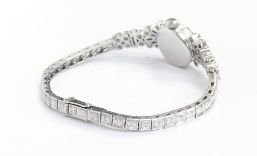 fig 6. Incredible Platinum and Diamond Ladies Art Deco Cocktail Watch by Vertex c1950