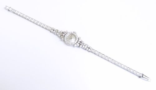 fig 7. Incredible Platinum and Diamond Ladies Art Deco Cocktail Watch by Vertex c1950