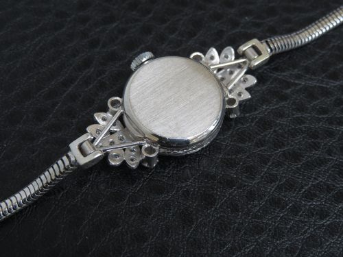 fig 3. Beautiful Platinum and Diamond Ladies Art Deco Cocktail Watch by Vertex c1950