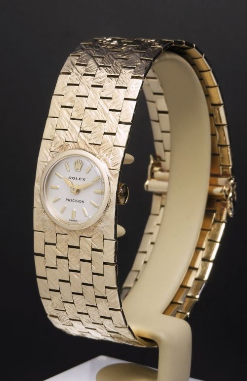 fig 1. Heavy Solid 9ct Gold Rolex Precision Ladies Cocktail Watch c1961