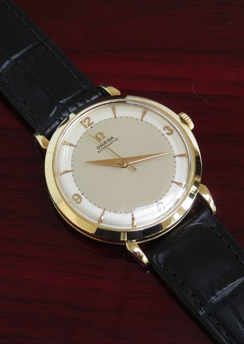 Rare Solid 18ct Gold Omega Automatic Two Tone Dial C1955