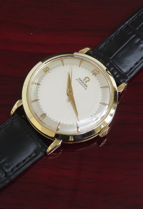 fig 4. Rare Solid 18ct Gold Omega Automatic Two Tone Dial c1955