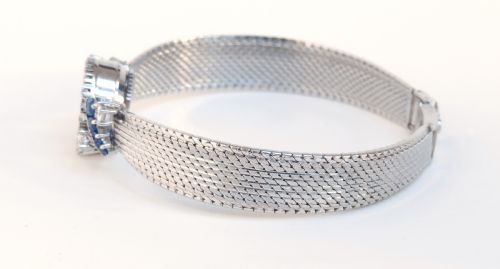 fig 5. Spectacular Solid 18ct White Gold Diamond and Sapphire Omega Cocktail Watch c1965