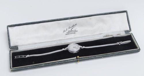 fig 7. Solid 18ct White Gold and Diamond Ladies Cocktail Watch by Vertex c1960