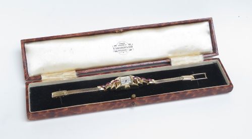 fig 7. Solid 9ct Gold and Ruby Ladies Watch by Tissot c1960