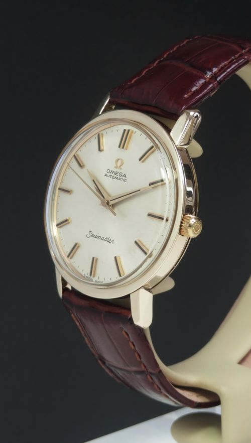 fig 1. Solid 9ct Gold Omega Seamaster Automatic c1965 With Box and Papers