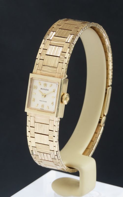 fig 1. Mint Condition Heavy Solid 9ct Gold Rolex Precision Cocktail Watch c1966