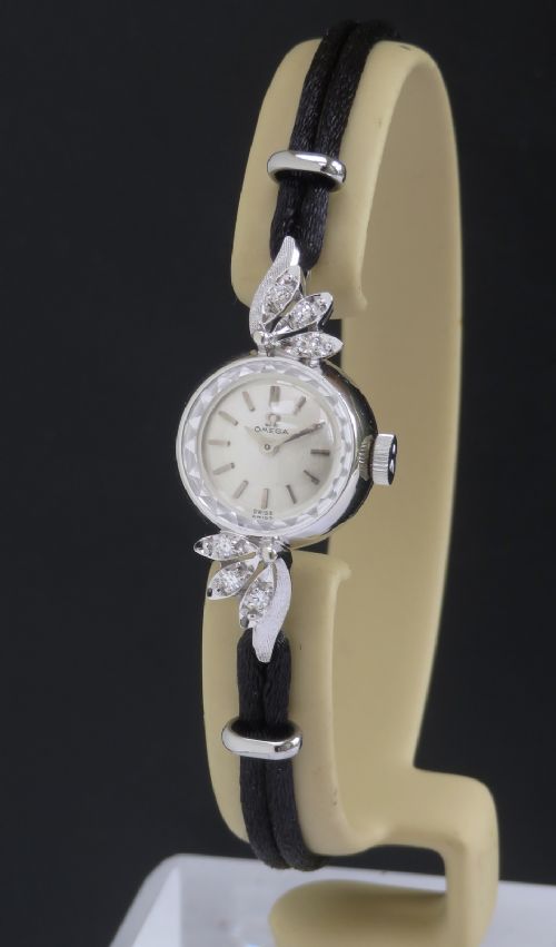Omega 14ct White Gold and Diamond Ladies Cocktail Watch C1963
