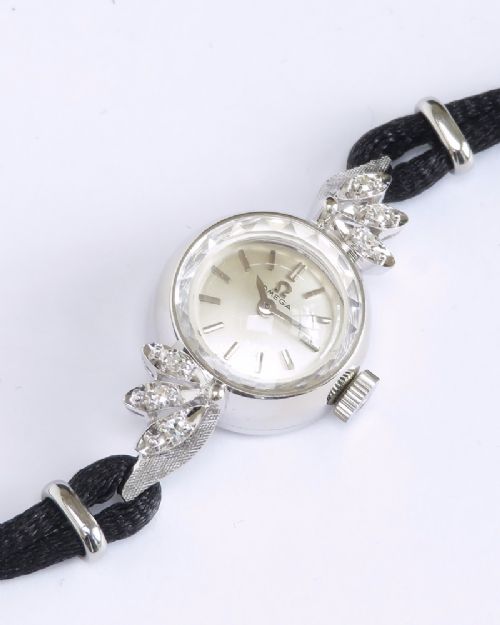 fig 2. Omega 14ct White Gold and Diamond Ladies Cocktail Watch c1963