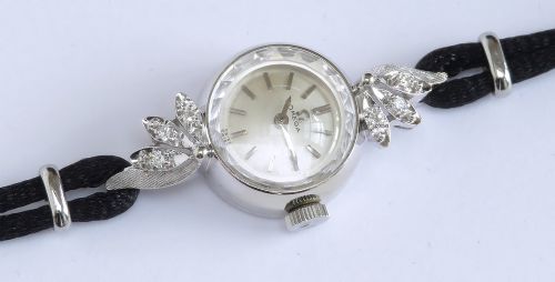 fig 3. Omega 14ct White Gold and Diamond Ladies Cocktail Watch c1963