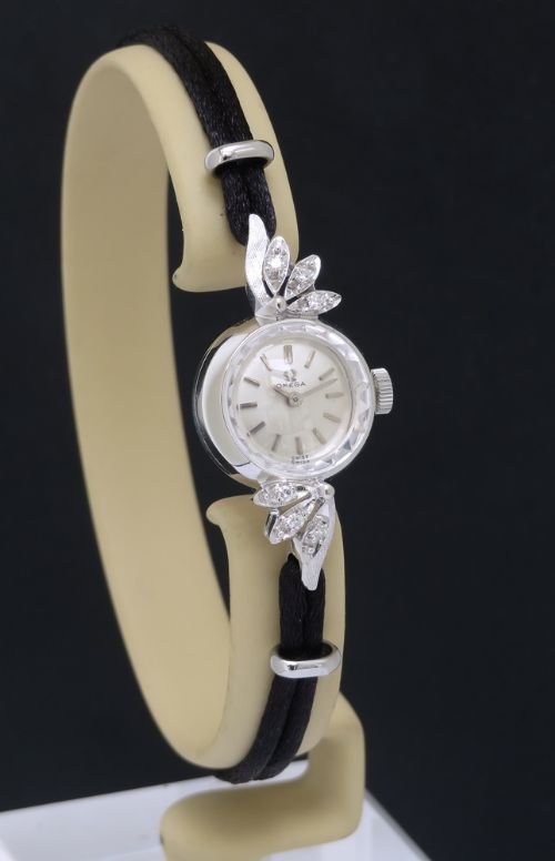 fig 5. Omega 14ct White Gold and Diamond Ladies Cocktail Watch c1963