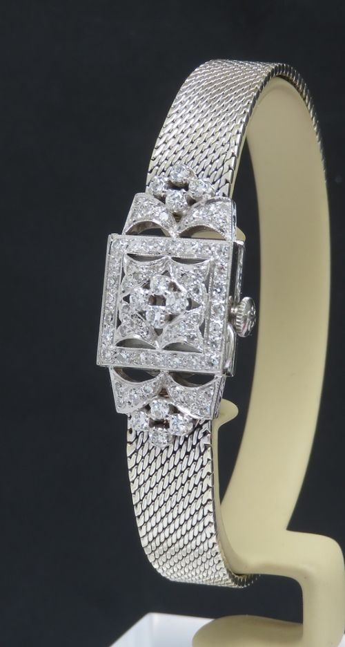 Incredible and Rare Platinum and Diamond 'Hooded' Ladies Cocktail Watch C1967 by Vertex