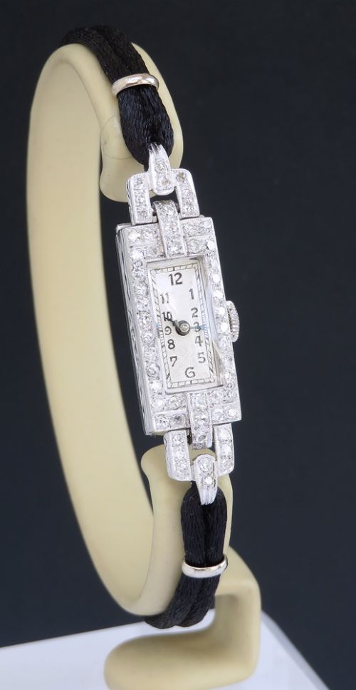 fig 2. Art Deco Longines Platinum and Diamond Cocktail Watch c1930