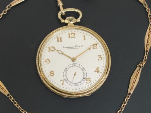 fig 1. Stunning Solid 14ct Gold International Watch Company slimline art deco Pocket Watch c1928
