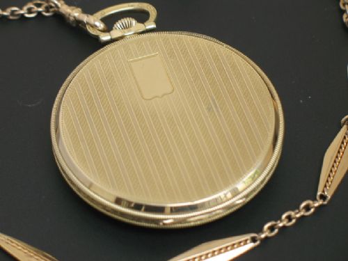 fig 3. Stunning Solid 14ct Gold International Watch Company slimline art deco Pocket Watch c1928