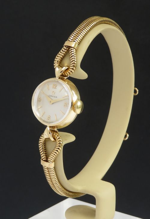 fig 1. Mint Original Solid 18ct Gold Omega Ladies Cocktail Watch c1954
