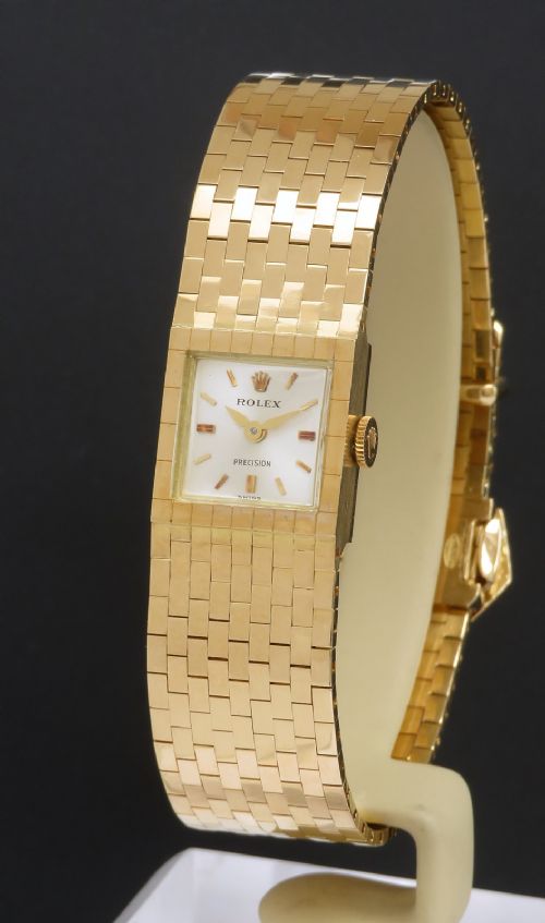 fig 1. Extremely Rare Solid Heavy 18ct Gold Ladies Rolex Strap Watch c1969