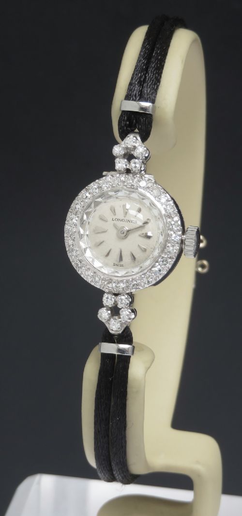 Longines Platinum Diamond Ladies Cocktail Watch C1960