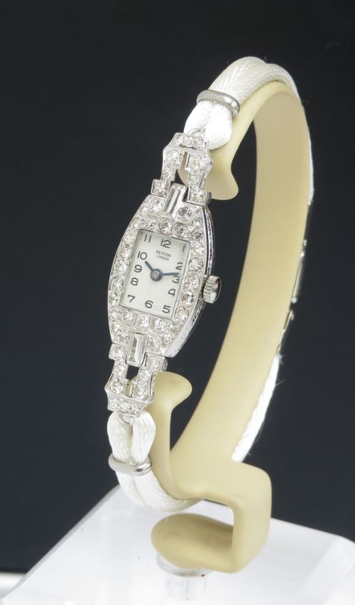 fig 2. Stunning Rare Platinum and Diamond Ladies Cocktail Watch by Bensons of London c1950