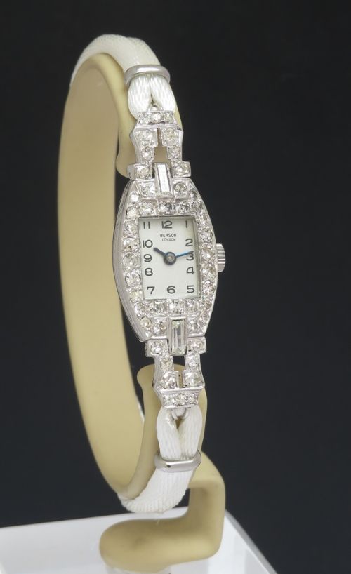 fig 3. Stunning Rare Platinum and Diamond Ladies Cocktail Watch by Bensons of London c1950