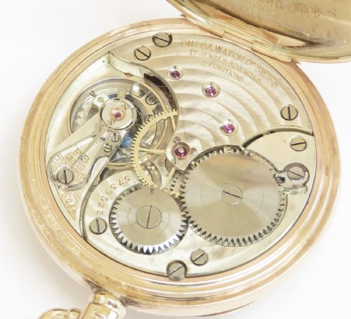 fig 3. Mint Condition Grade DD 9ct Gold Omega Pocket Watch c1925
