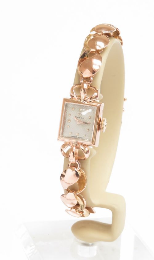 Very Rare Solid 18ct Rose Gold Omega Ladies Cocktail Watch C1949