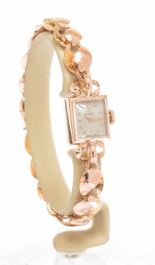 fig 2. Very Rare Solid 18ct Rose Gold Omega Ladies Cocktail Watch c1949