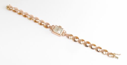 fig 4. Very Rare Solid 18ct Rose Gold Omega Ladies Cocktail Watch c1949