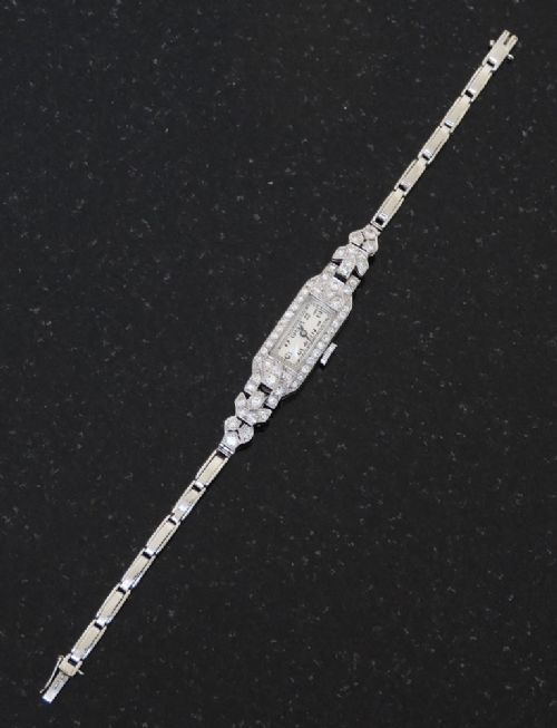 fig 3. Beautiful Platinum and Diamond Art Deco Ladies Cocktail Watch c1930
