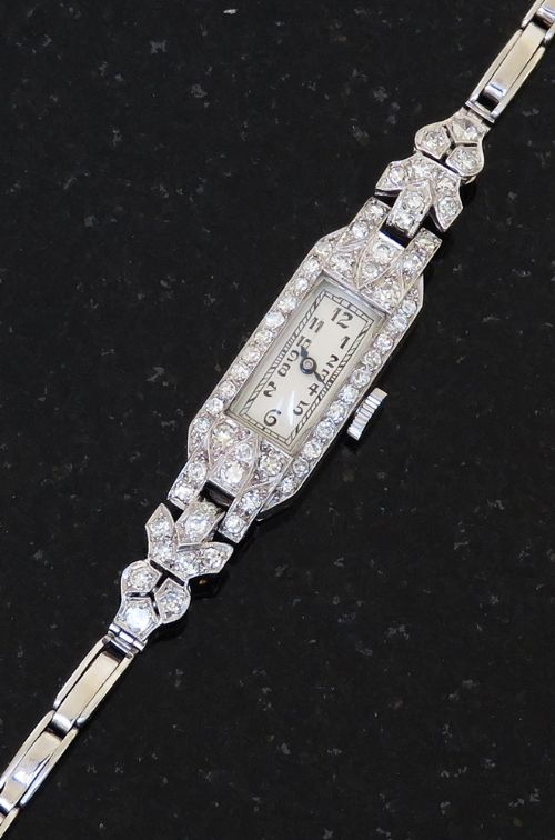 fig 4. Beautiful Platinum and Diamond Art Deco Ladies Cocktail Watch c1930