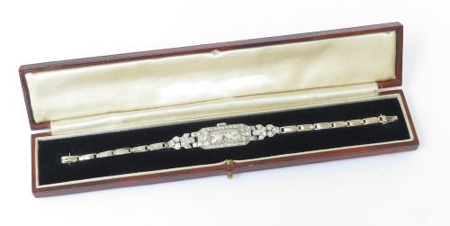 fig 6. Beautiful Platinum and Diamond Art Deco Ladies Cocktail Watch c1930