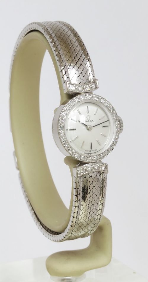 fig 5. Stunning Solid 18ct White Gold and Diamond Omega Ladies Watch c1964