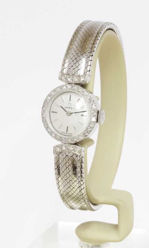 fig 6. Stunning Solid 18ct White Gold and Diamond Omega Ladies Watch c1964
