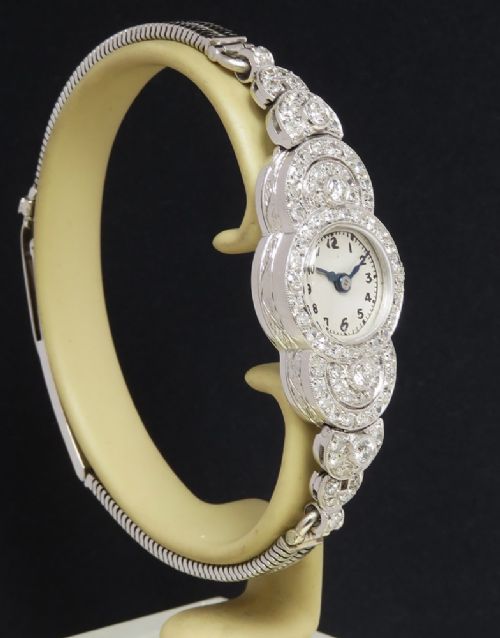 fig 3. Stunning Platinum and Diamond Ladies Art Deco Cocktail Watch by Vertex c1930