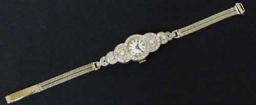 fig 4. Stunning Platinum and Diamond Ladies Art Deco Cocktail Watch by Vertex c1930