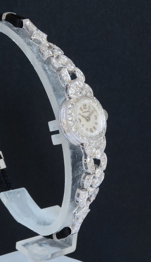 fig 3. Beautiful Longines Platinum and Diamond Ladies Art Deco Cocktail Watch c1930