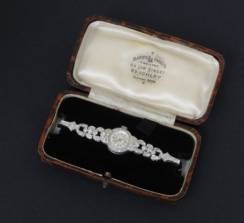 fig 6. Beautiful Longines Platinum and Diamond Ladies Art Deco Cocktail Watch c1930