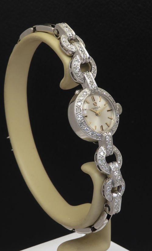 fig 3. Omega Platinum and Diamond Ladies Cocktail Watch c1950