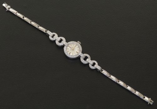 fig 5. Omega Platinum and Diamond Ladies Cocktail Watch c1950