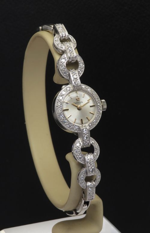 fig 3. Omega Platinum and Diamond Ladies Cocktail Watch c1950