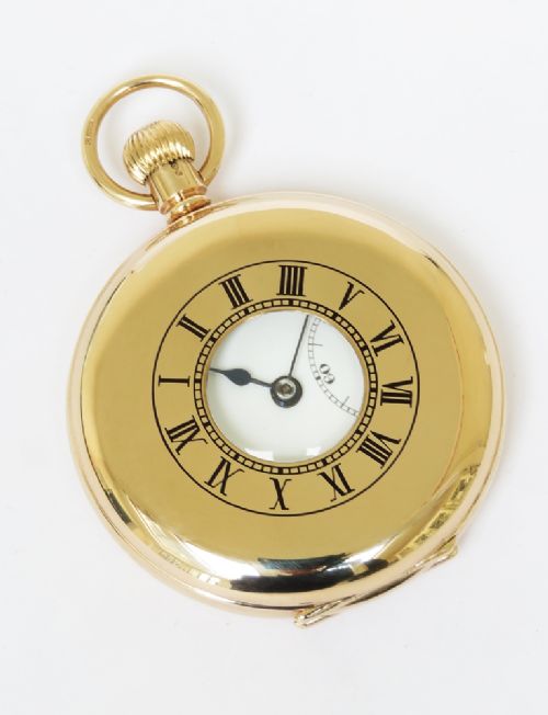 fig 1. Solid 9ct Gold Half Hunter Pocket Watch by Vertex c1940