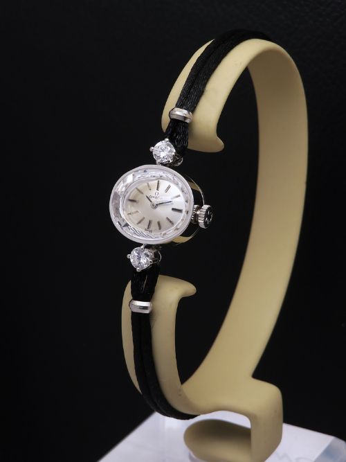 fig 1. Beautiful Solid 14ct White Gold and Diamond Omega Ladies Cocktail Watch c1966