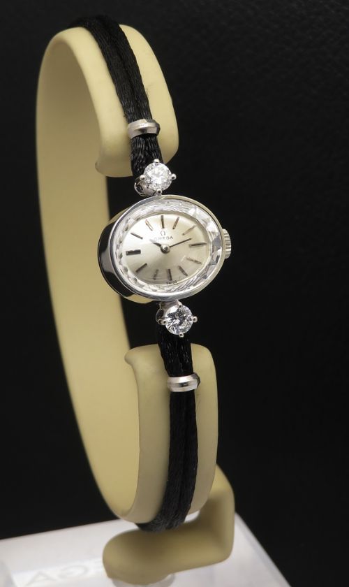 fig 2. Beautiful Solid 14ct White Gold and Diamond Omega Ladies Cocktail Watch c1966