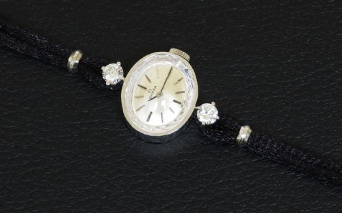 fig 3. Beautiful Solid 14ct White Gold and Diamond Omega Ladies Cocktail Watch c1966