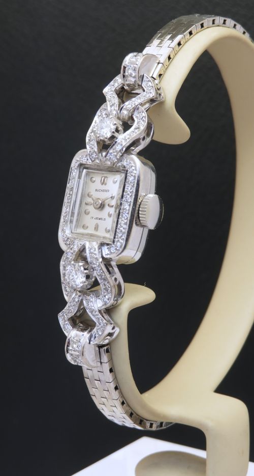 fig 1. Heavenly Solid 18ct White Gold and Diamond Cocktail Watch by Bucherer c1950