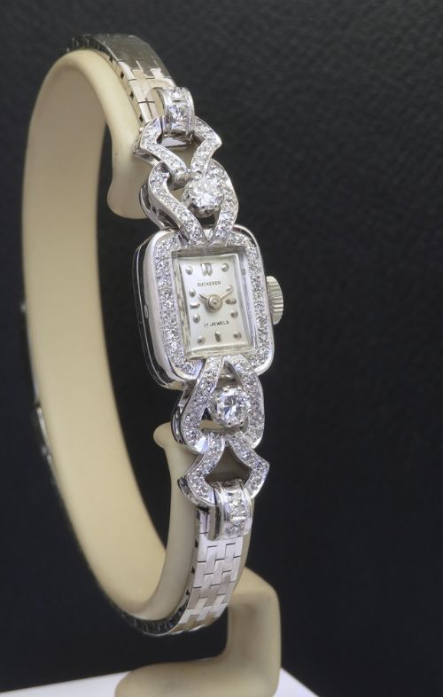 fig 2. Heavenly Solid 18ct White Gold and Diamond Cocktail Watch by Bucherer c1950