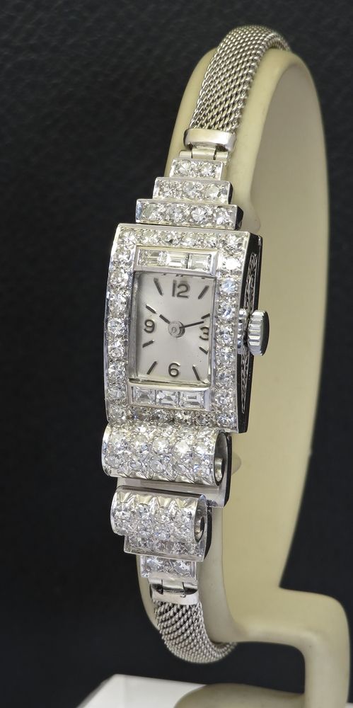 fig 1. Spectacular and Rare Platinum and Diamond Art Deco Asymmetrical