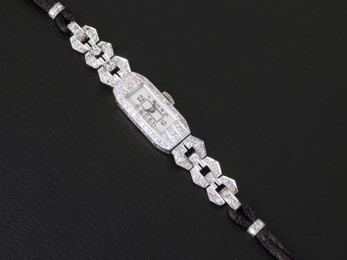 fig 3. Beautiful Longines Platinum and Diamond Longines Art Deco Cocktail Watch c1930